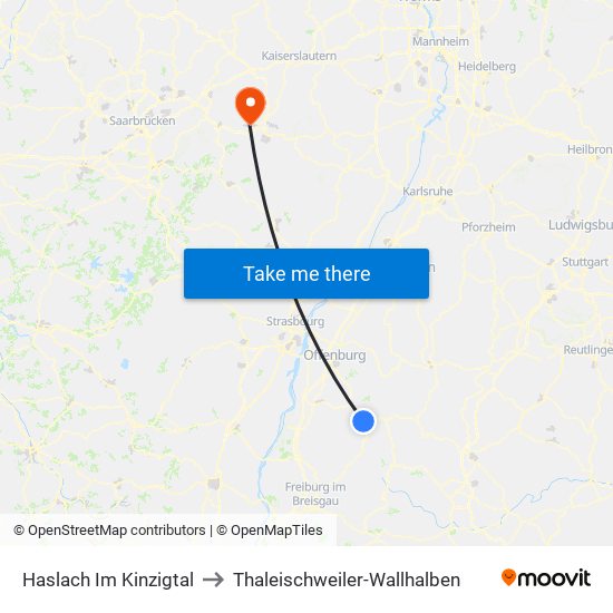 Haslach Im Kinzigtal to Thaleischweiler-Wallhalben map