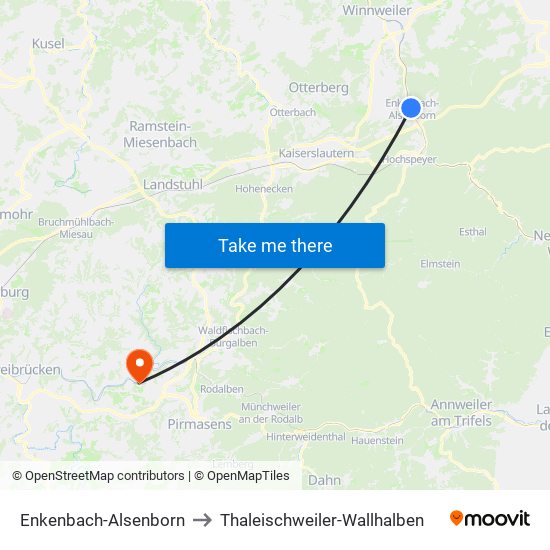 Enkenbach-Alsenborn to Thaleischweiler-Wallhalben map