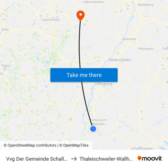 Vvg Der Gemeinde Schallstadt to Thaleischweiler-Wallhalben map