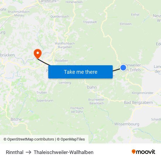 Rinnthal to Thaleischweiler-Wallhalben map