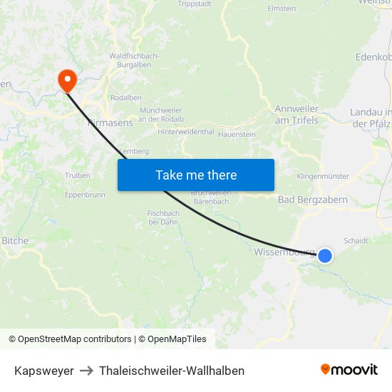 Kapsweyer to Thaleischweiler-Wallhalben map