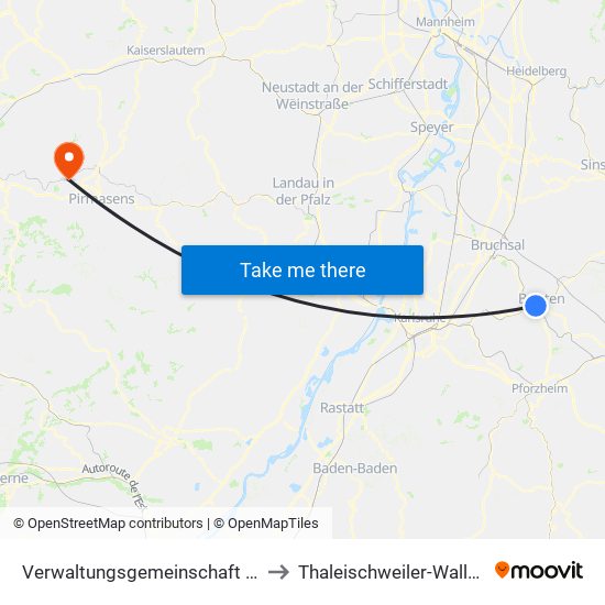 Verwaltungsgemeinschaft Bretten to Thaleischweiler-Wallhalben map