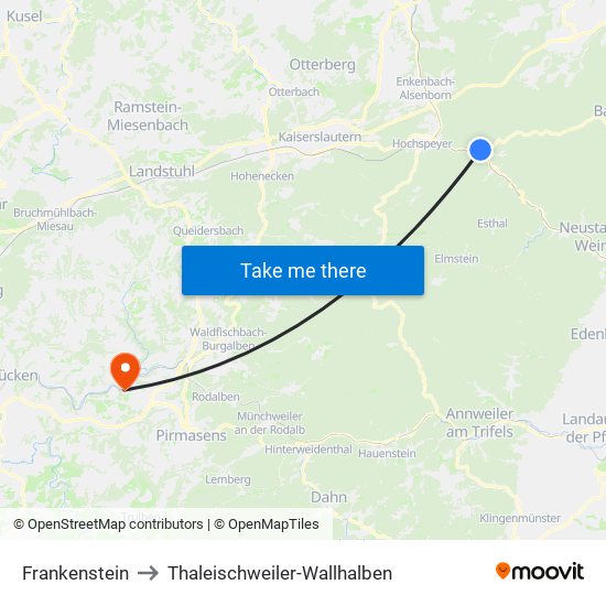 Frankenstein to Thaleischweiler-Wallhalben map