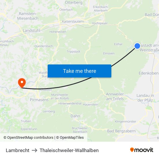 Lambrecht to Thaleischweiler-Wallhalben map