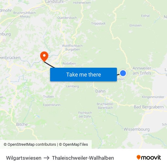 Wilgartswiesen to Thaleischweiler-Wallhalben map