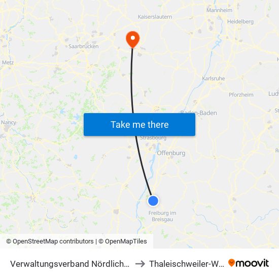 Verwaltungsverband Nördlicher Kaiserstuhl to Thaleischweiler-Wallhalben map