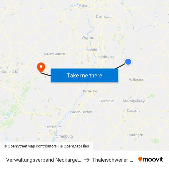 Verwaltungsverband Neckargerach-Waldbrunn to Thaleischweiler-Wallhalben map