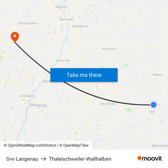 Gvv Langenau to Thaleischweiler-Wallhalben map