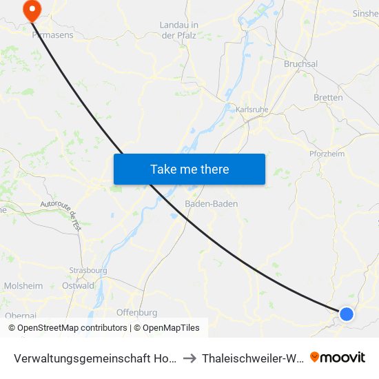 Verwaltungsgemeinschaft Horb am Neckar to Thaleischweiler-Wallhalben map