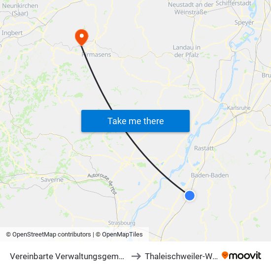 Vereinbarte Verwaltungsgemeinschaft Bühl to Thaleischweiler-Wallhalben map