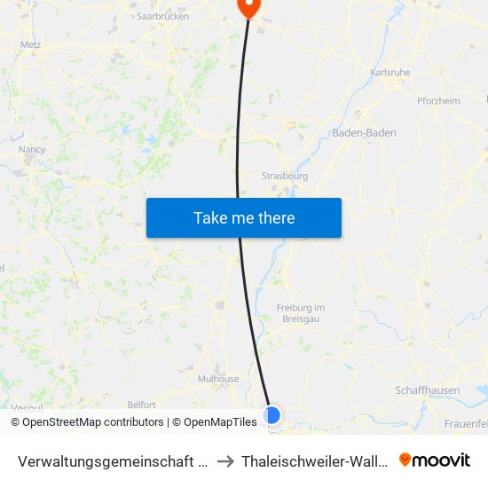 Verwaltungsgemeinschaft Lörrach to Thaleischweiler-Wallhalben map