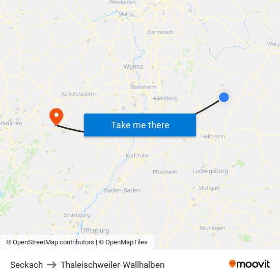 Seckach to Thaleischweiler-Wallhalben map
