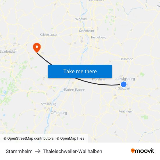 Stammheim to Thaleischweiler-Wallhalben map