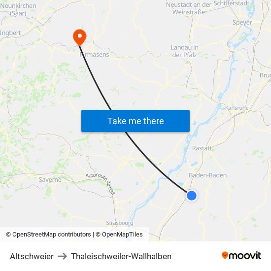 Altschweier to Thaleischweiler-Wallhalben map