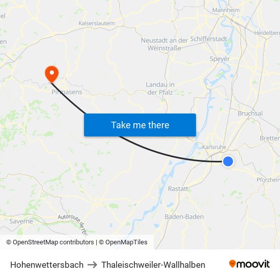 Hohenwettersbach to Thaleischweiler-Wallhalben map