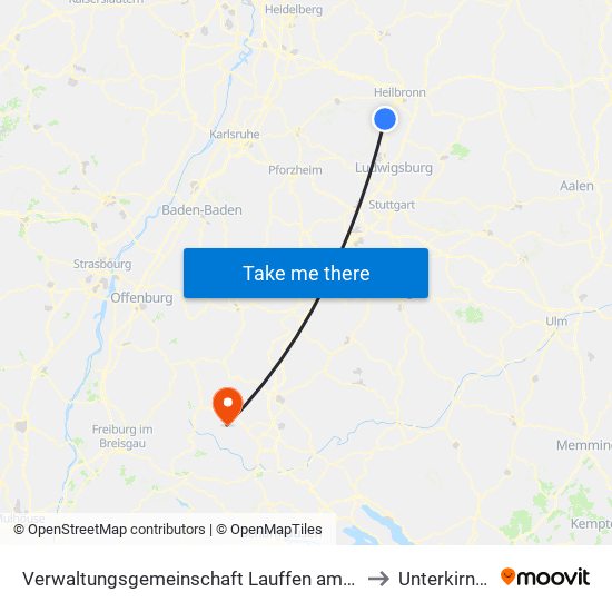 Verwaltungsgemeinschaft Lauffen am Neckar to Unterkirnach map