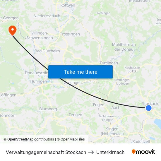 Verwaltungsgemeinschaft Stockach to Unterkirnach map