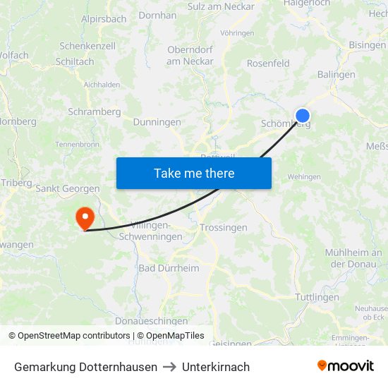 Gemarkung Dotternhausen to Unterkirnach map