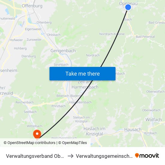 Verwaltungsverband Oberes Renchtal to Verwaltungsgemeinschaft Seelbach map