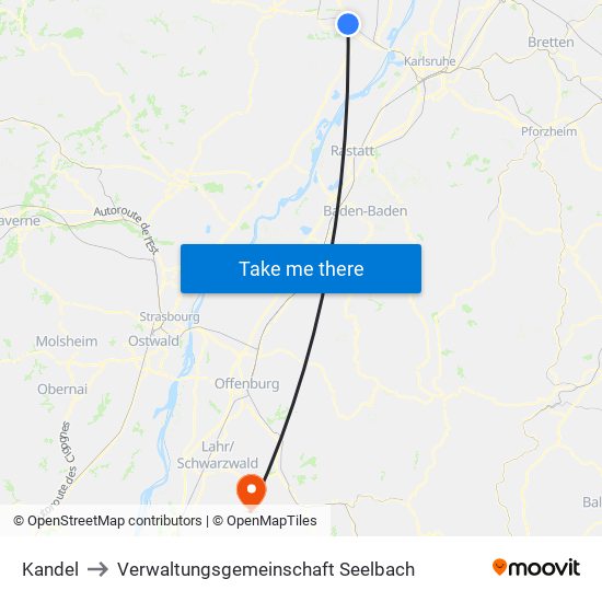 Kandel to Verwaltungsgemeinschaft Seelbach map