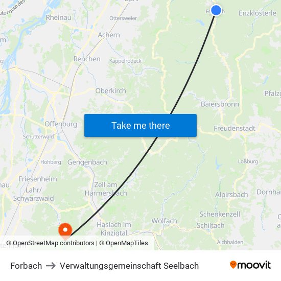Forbach to Verwaltungsgemeinschaft Seelbach map