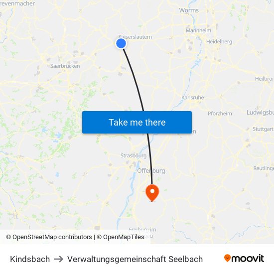 Kindsbach to Verwaltungsgemeinschaft Seelbach map