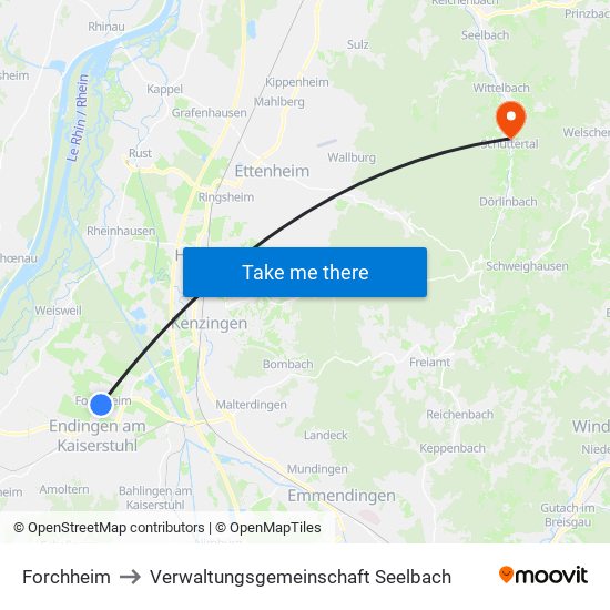 Forchheim to Verwaltungsgemeinschaft Seelbach map