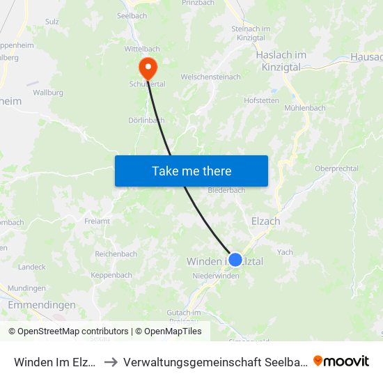 Winden Im Elztal to Verwaltungsgemeinschaft Seelbach map