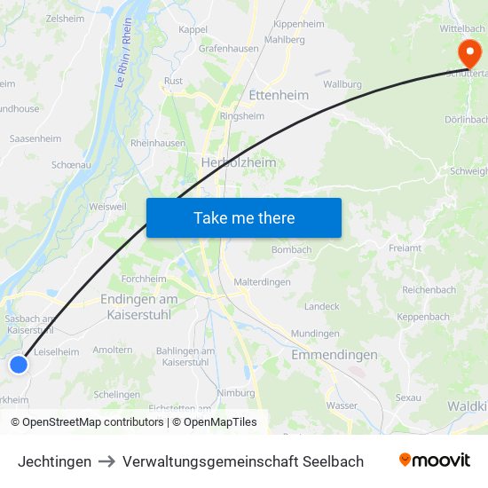 Jechtingen to Verwaltungsgemeinschaft Seelbach map