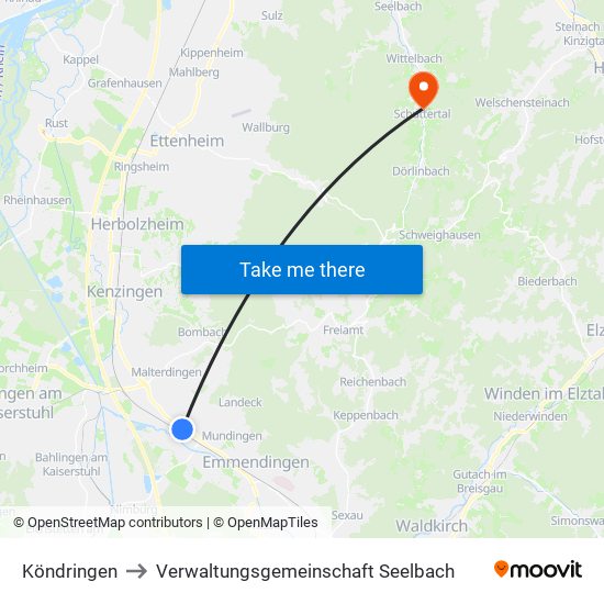 Köndringen to Verwaltungsgemeinschaft Seelbach map