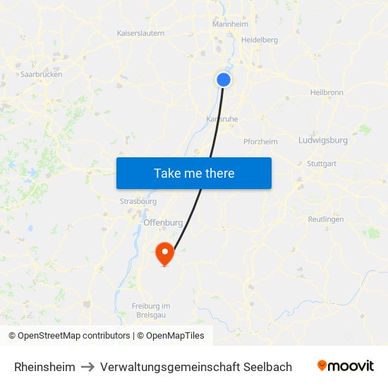 Rheinsheim to Verwaltungsgemeinschaft Seelbach map