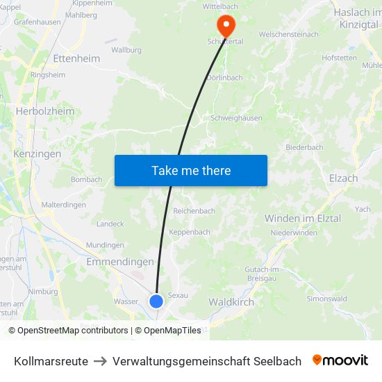 Kollmarsreute to Verwaltungsgemeinschaft Seelbach map