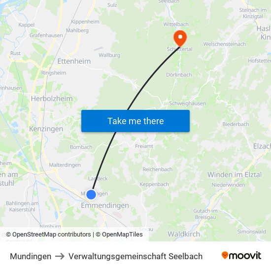 Mundingen to Verwaltungsgemeinschaft Seelbach map