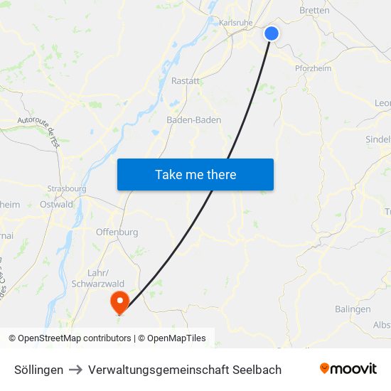 Söllingen to Verwaltungsgemeinschaft Seelbach map