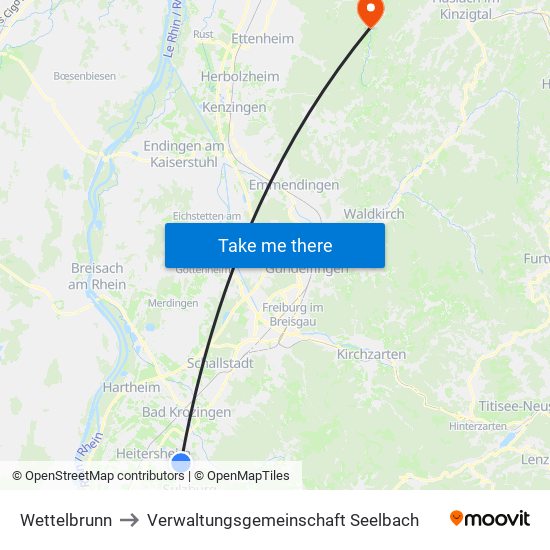 Wettelbrunn to Verwaltungsgemeinschaft Seelbach map