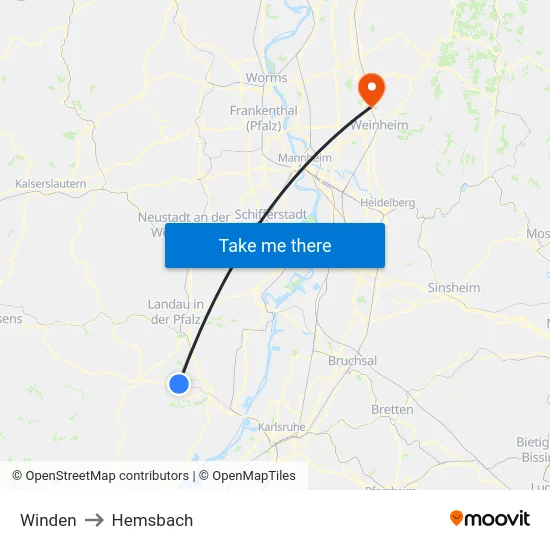 Winden to Hemsbach map