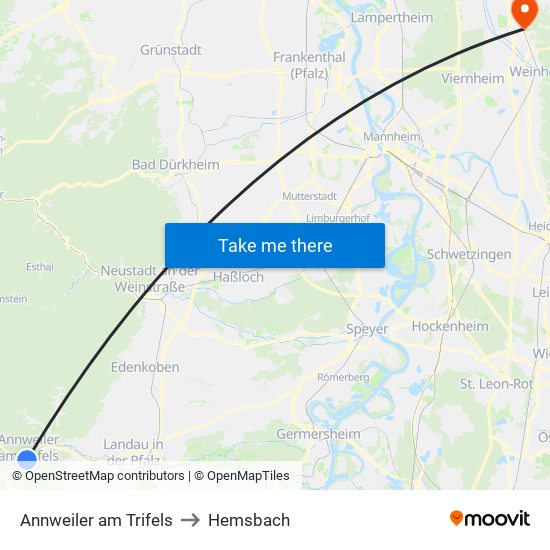 Annweiler am Trifels to Hemsbach map