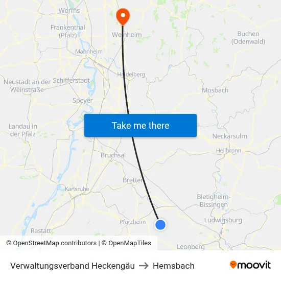 Verwaltungsverband Heckengäu to Hemsbach map