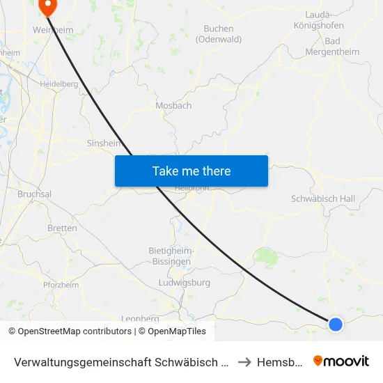 Verwaltungsgemeinschaft Schwäbisch Gmünd to Hemsbach map