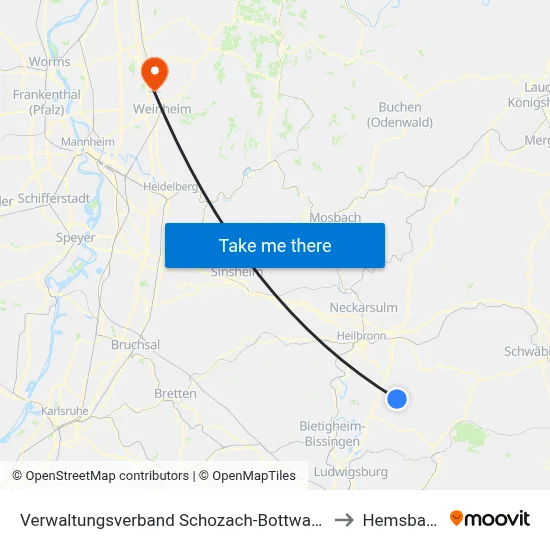 Verwaltungsverband Schozach-Bottwartal to Hemsbach map