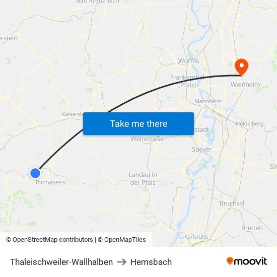 Thaleischweiler-Wallhalben to Hemsbach map