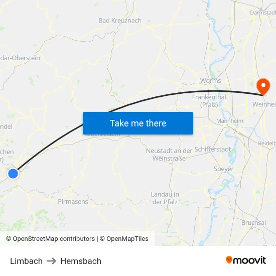 Limbach to Hemsbach map