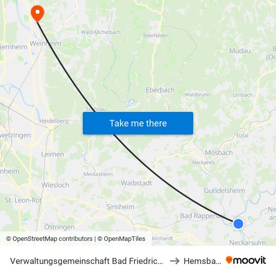 Verwaltungsgemeinschaft Bad Friedrichshall to Hemsbach map