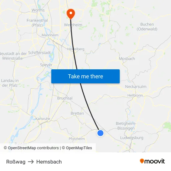 Roßwag to Hemsbach map
