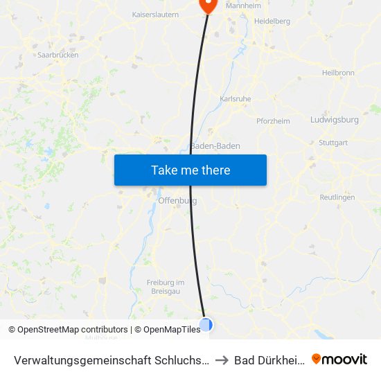 Verwaltungsgemeinschaft Schluchsee to Bad Dürkheim map