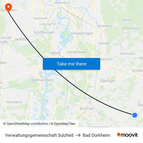 Verwaltungsgemeinschaft Sulzfeld to Bad Dürkheim map