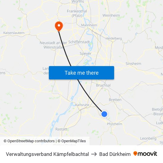 Verwaltungsverband Kämpfelbachtal to Bad Dürkheim map