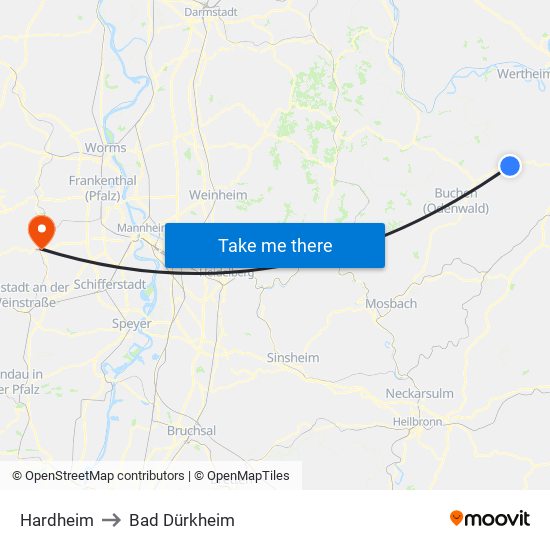 Hardheim to Bad Dürkheim map