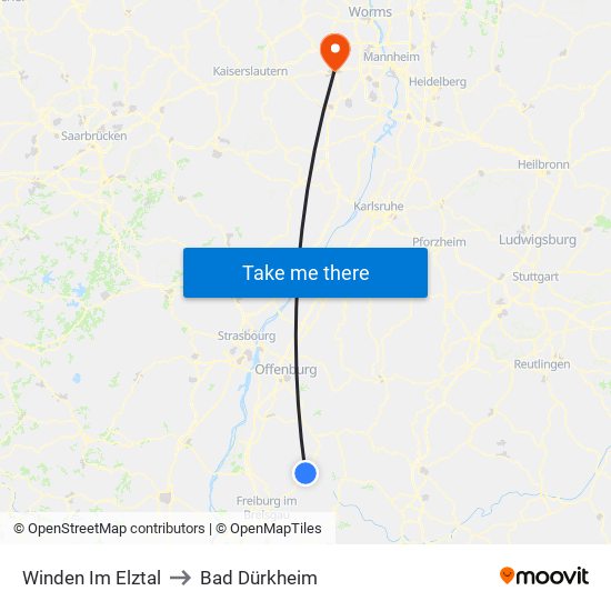 Winden Im Elztal to Bad Dürkheim map