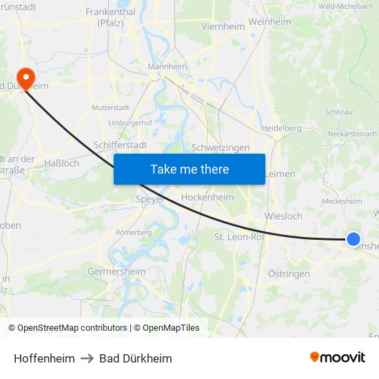 Hoffenheim to Bad Dürkheim map